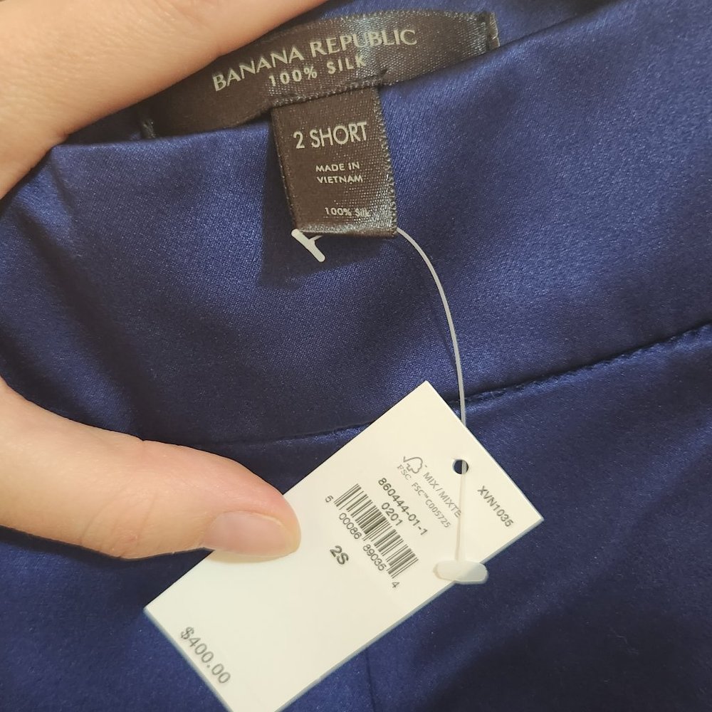 NWT Banana Republic Belay Silk Pants Size 2S Blue - Picture 6 of 10